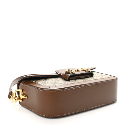 Gucci GG Supreme Monogram Small Horsebit 1955 Chain Shoulder Bag Beige Ebony Brown Sugar 4 of 10