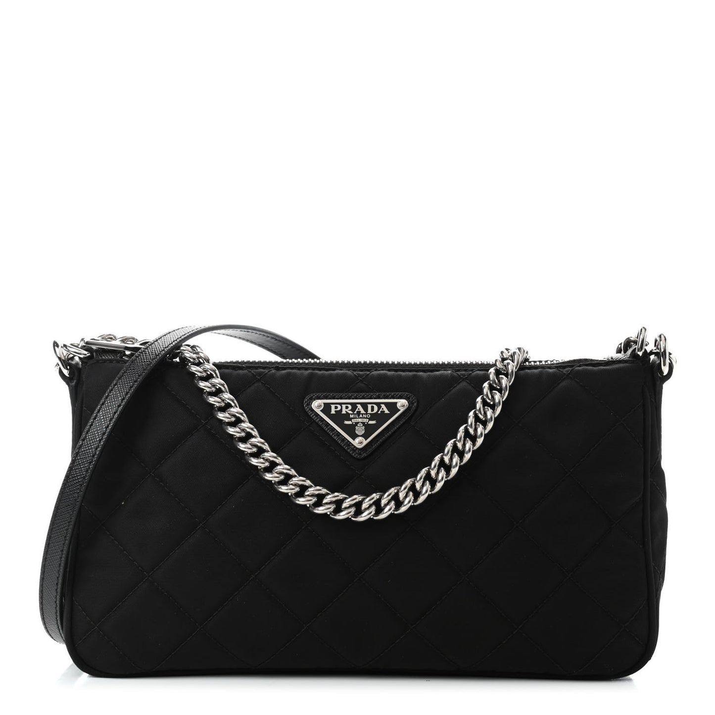 Nylon Tessuto Impuntu Quilted Crossbody Bag Black