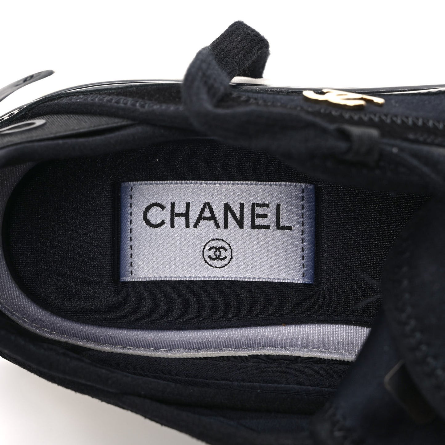Velvet Calfskin Mixed Fibers CC Sneakers 38 Black