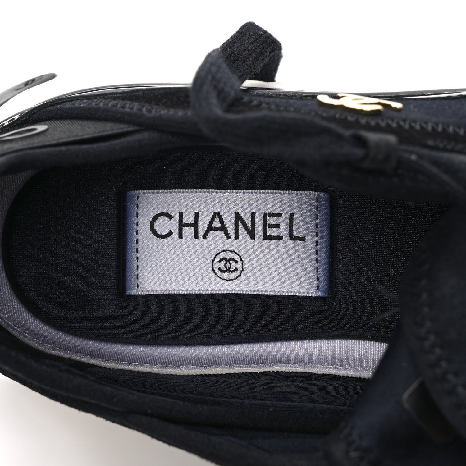 Chanel Velvet Calfskin Mixed Fibers CC Sneakers 38 Black 8 of 11
