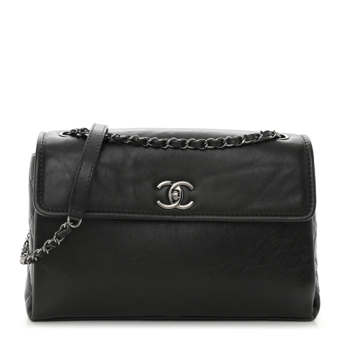 Calfskin Flap Bag Dark Green