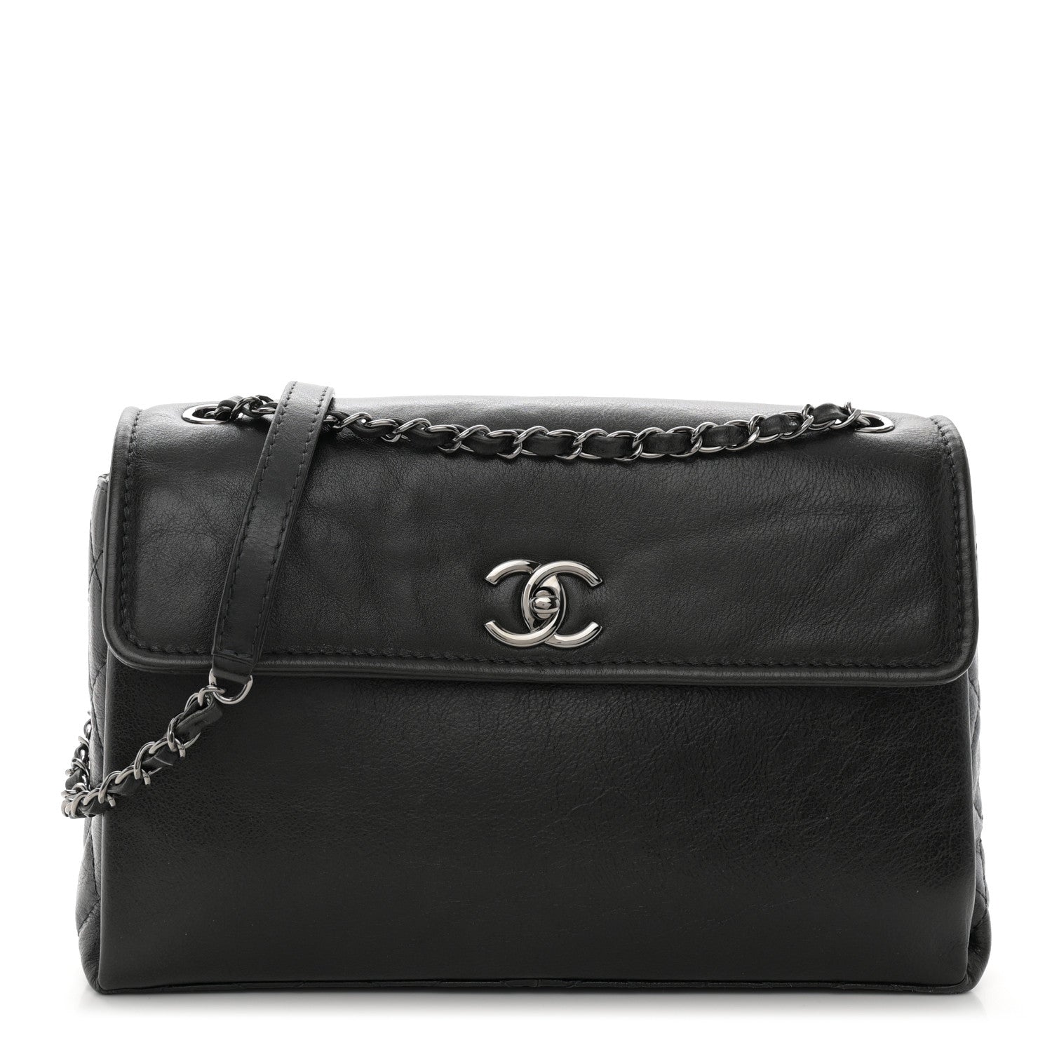 Chanel Calfskin Flap Bag Dark Green 1 of 12
