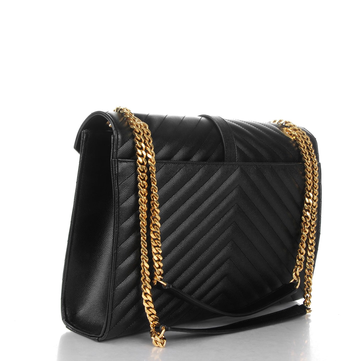Grain De Poudre Matelasse Chevron Large Monogram Satchel Black