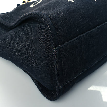Chanel Denim Small Deauville Tote Dark Blue 9 of 10