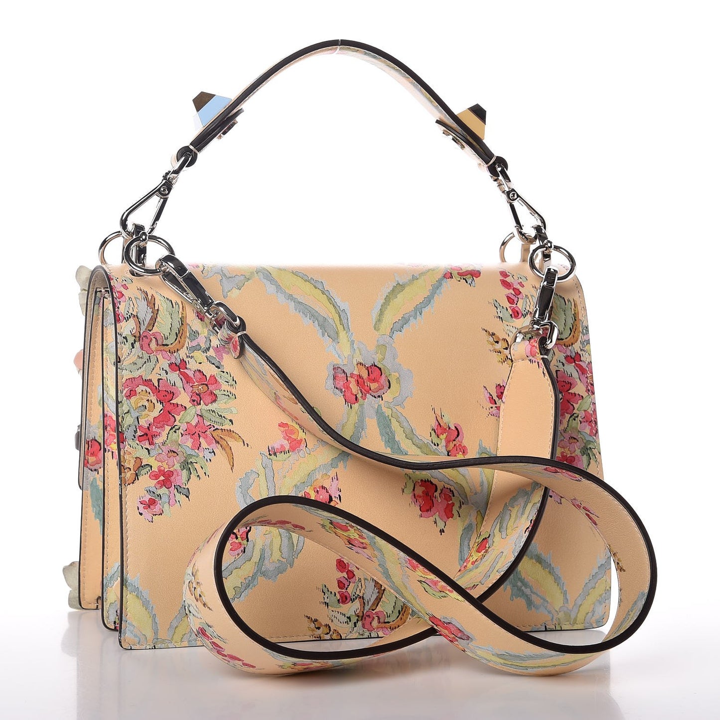 Vitello Marie Antoinette Print Rosebud Kan I Shoulder Bag Panna Multicolor