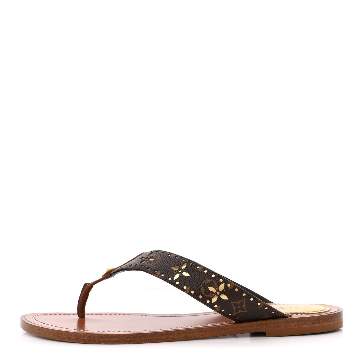 Monogram Sunny Flat Thong Sandals 38 Brown