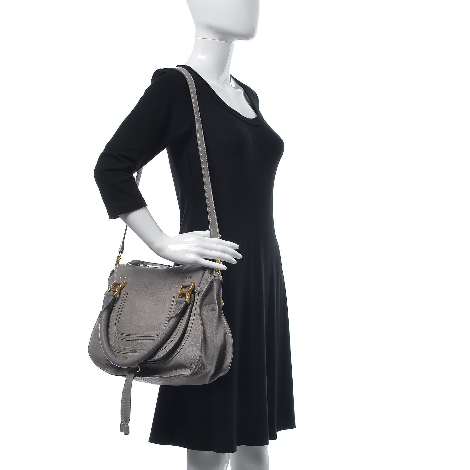 Chloe Calfskin Medium Marcie Satchel Cashmere Grey 2 of 7