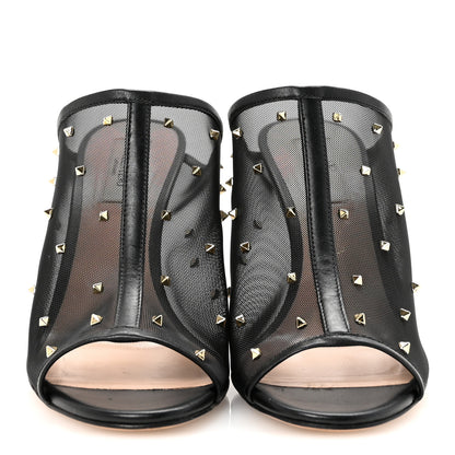 Valentino Garavani Calfskin Mesh Rockstud Mule 37 Black 3 of 10
