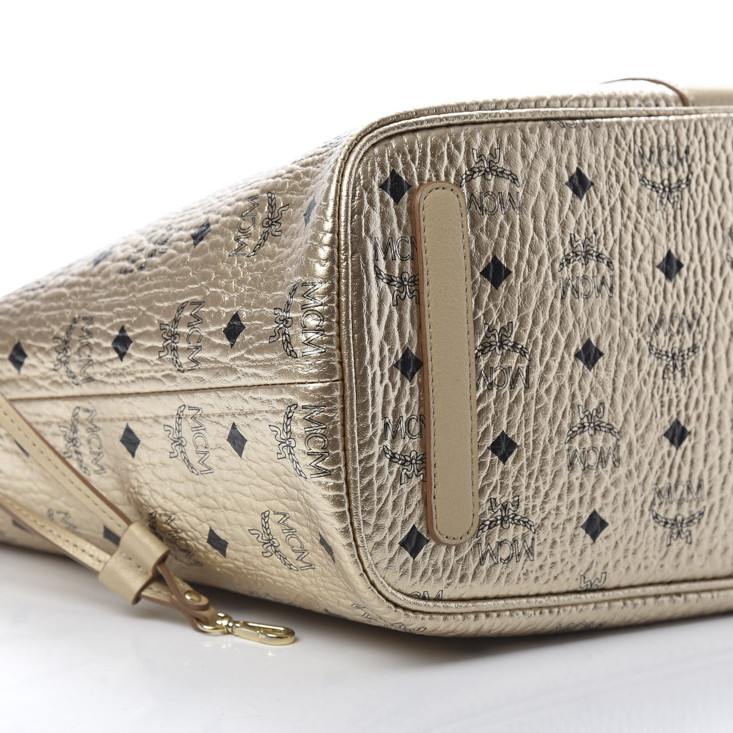 Metallic Visetos Medium Liz Reversible Shopper Tote Gold