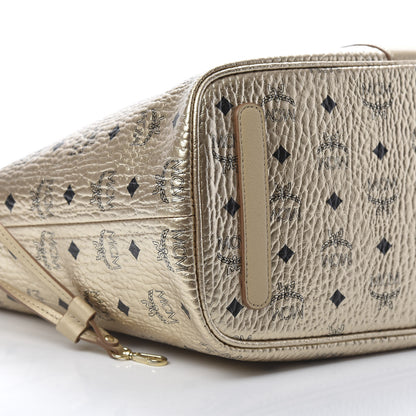 MCM Metallic Visetos Medium Liz Reversible Shopper Tote Gold 11 of 14