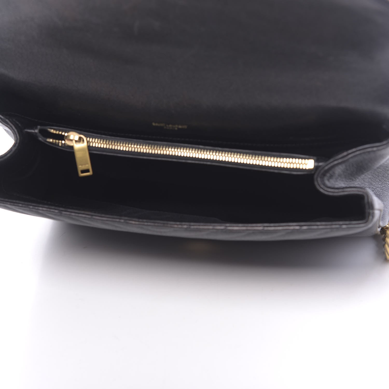 Saint Laurent Sheepskin Matelasse Chevron Monogram Large College Satchel Black 6 of 11