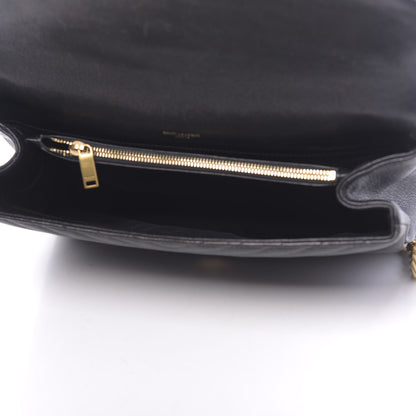 Saint Laurent Sheepskin Matelasse Chevron Monogram Large College Satchel Black 6 of 11