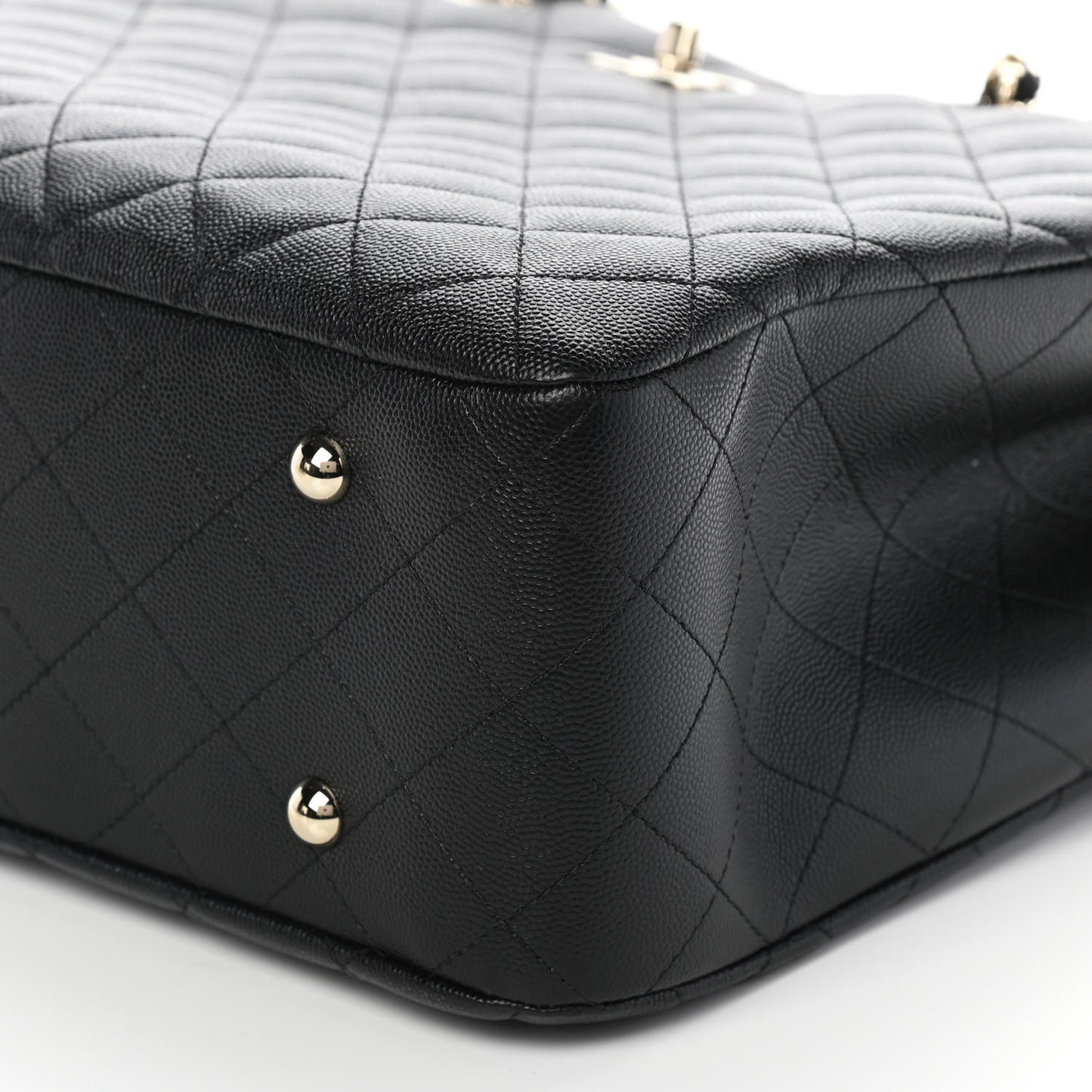 Caviar Quilted Large Shopping Tote Black