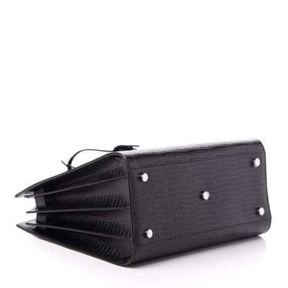 Saint Laurent Lizard Embossed Calfskin Small Sac De Jour Black 4 of 9