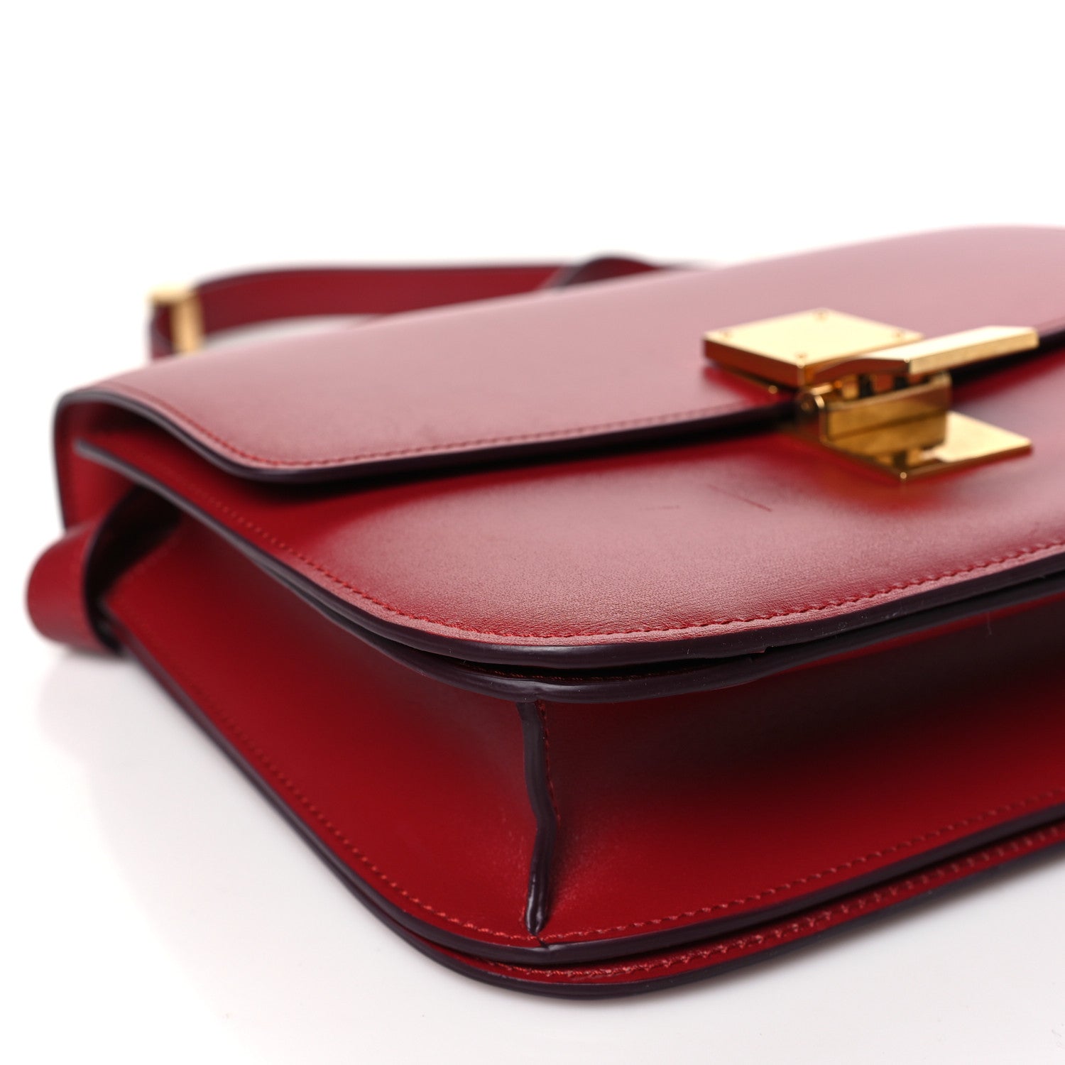Celine Box Cakfskin Medium Classic Box Flap Bag Red 9 of 10