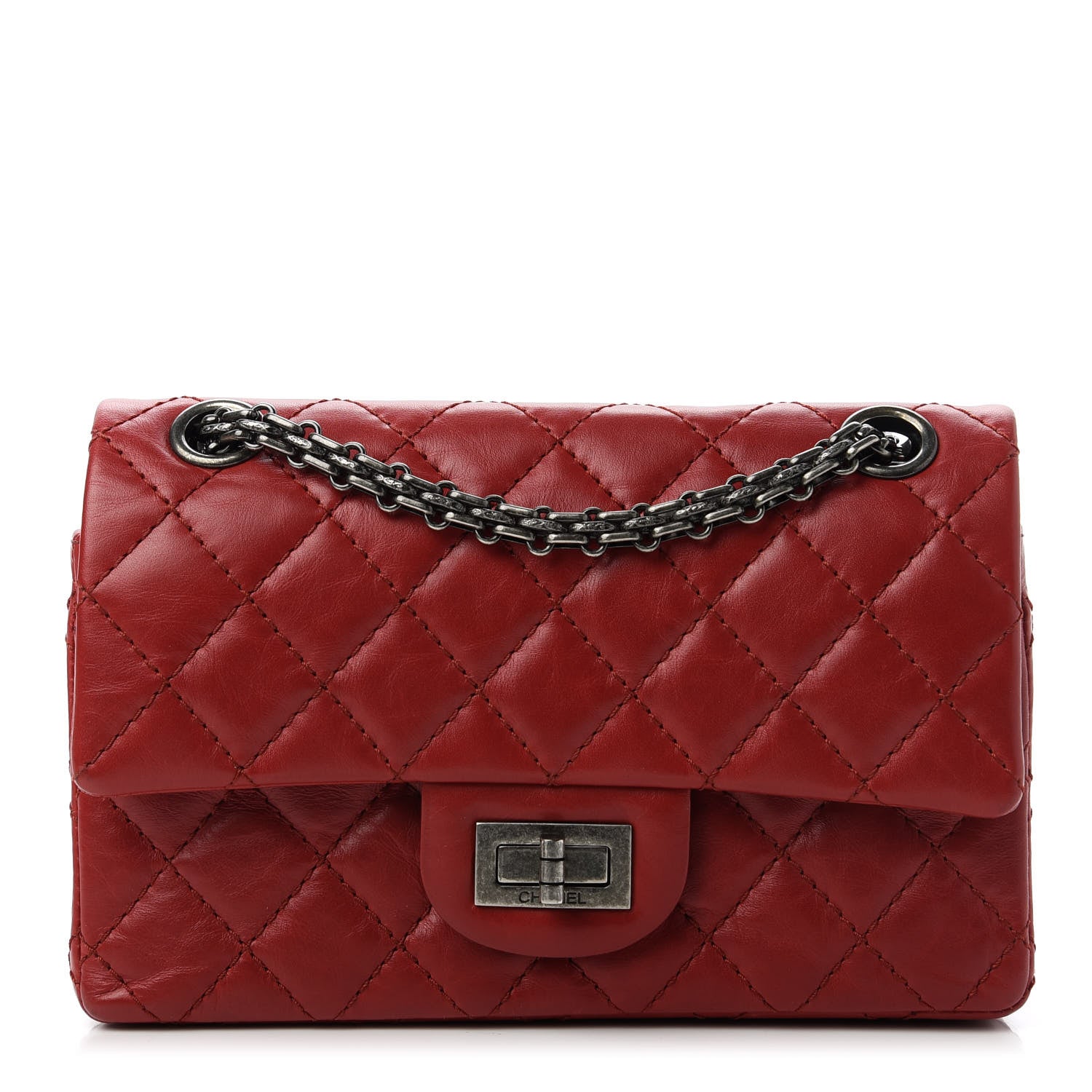 product image of chanel Quilted 2.55 244 Reissue Flap Dark Red FASHIONPHILE