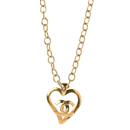 Chanel CC Heart Chain Pendant Necklace Gold 1 of 4