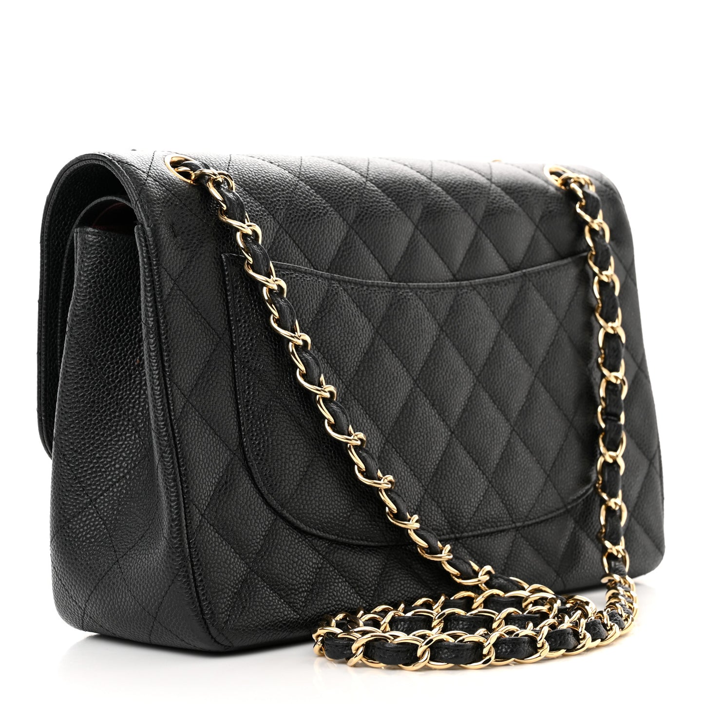 Caviar Quilted Jumbo Double Flap Black