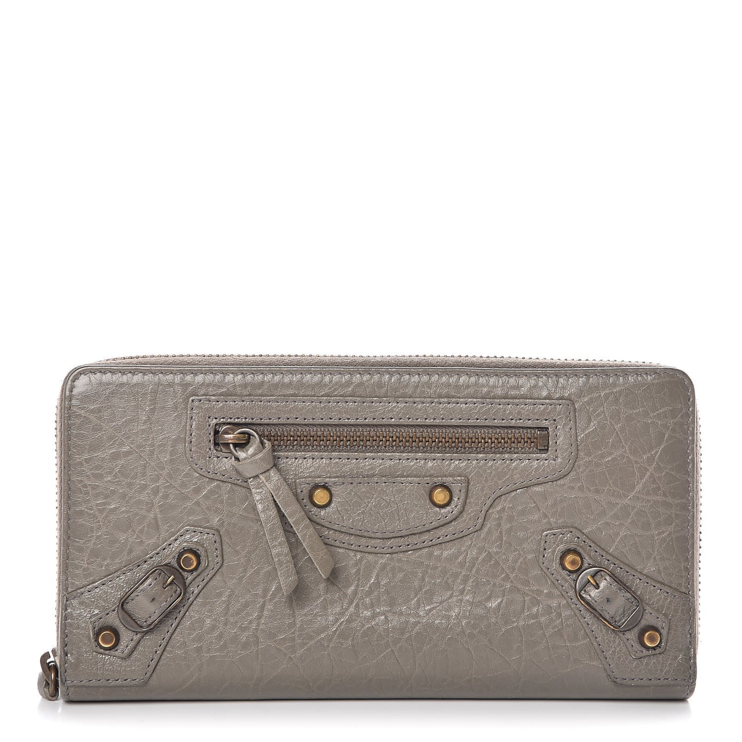 Agneau Classic Hardware Continental Zip Around Wallet Beige Liege