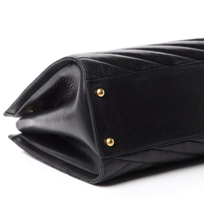 Chanel Calfskin Chevron Quilted Gabrielle Tote Black 6 of 10