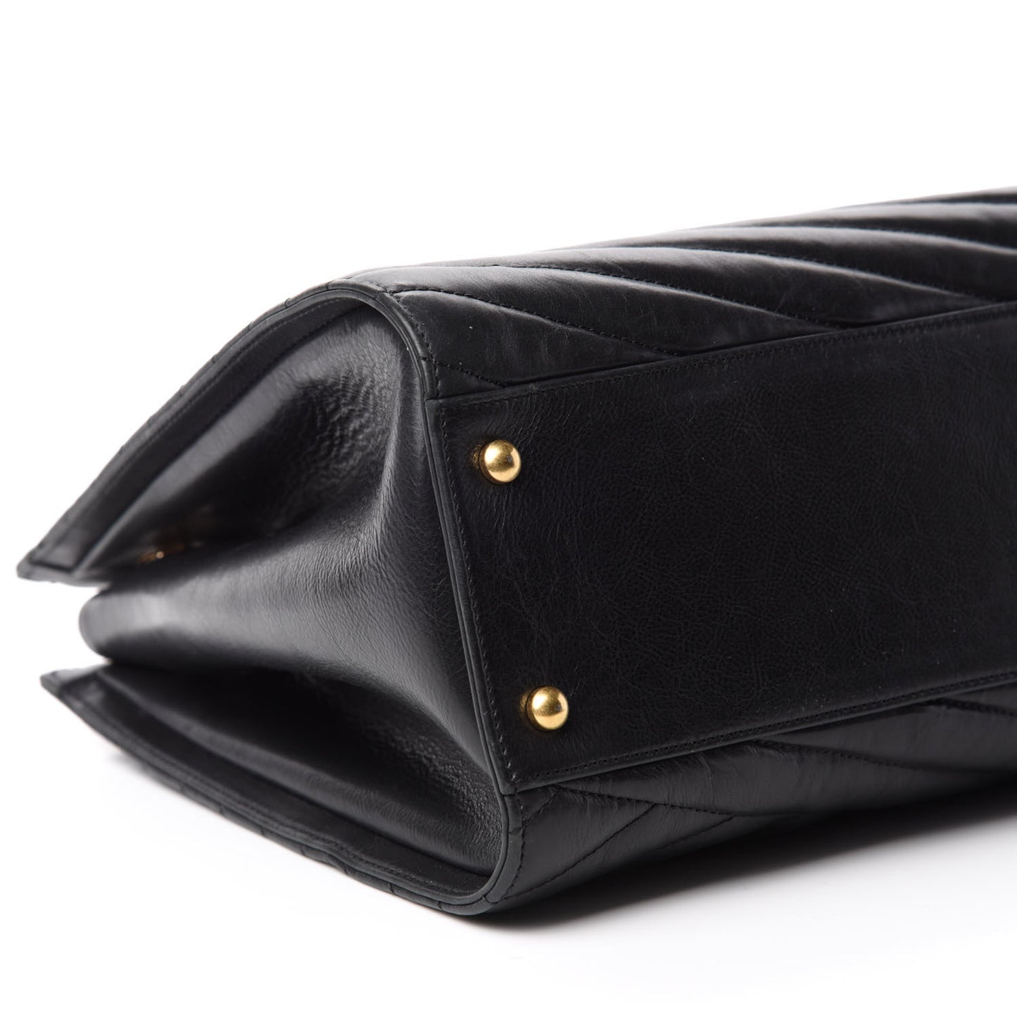 Calfskin Chevron Quilted Gabrielle Tote Black