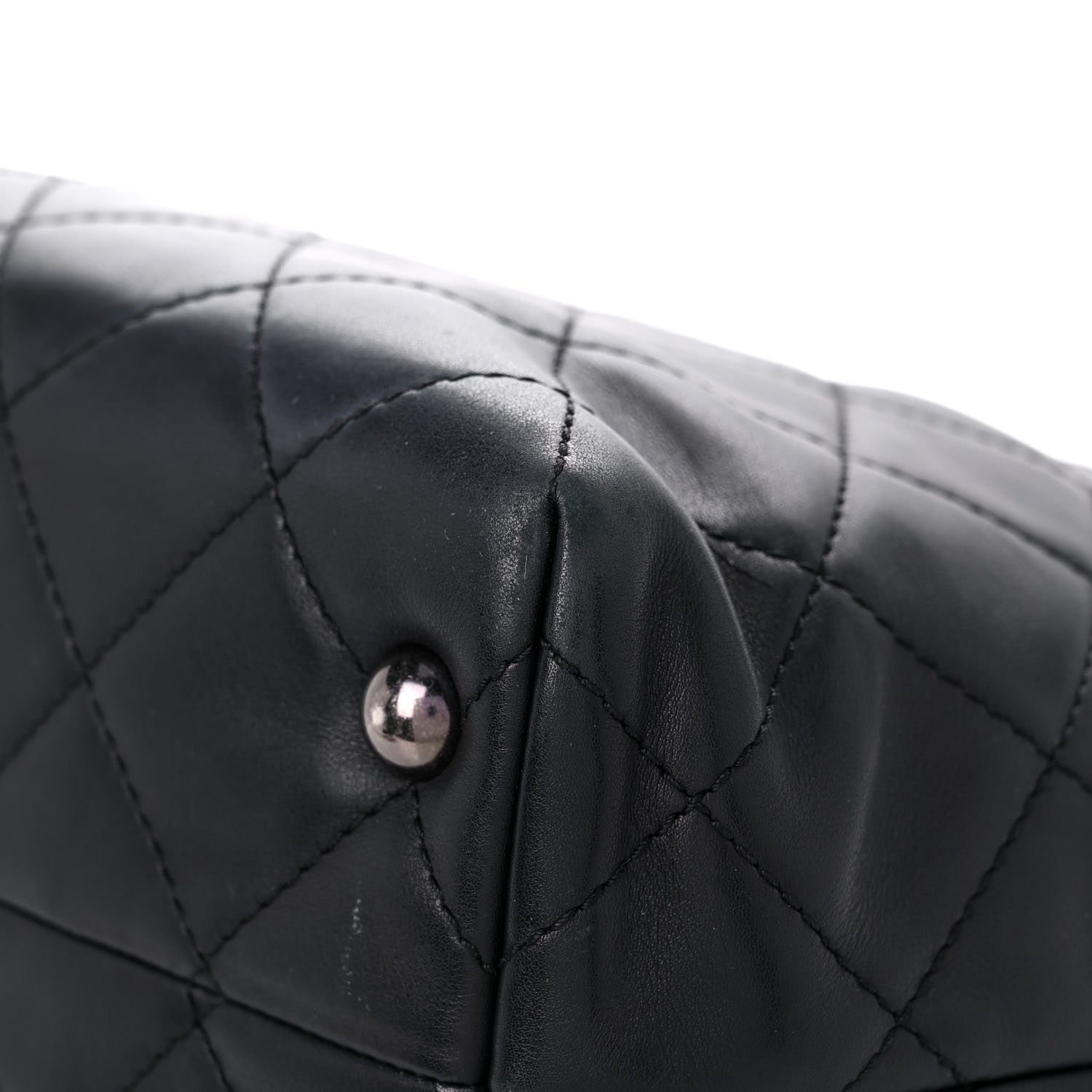 Chanel Sheepskin Quilted Chain Handle Large Shopping Tote Black 8 of 24