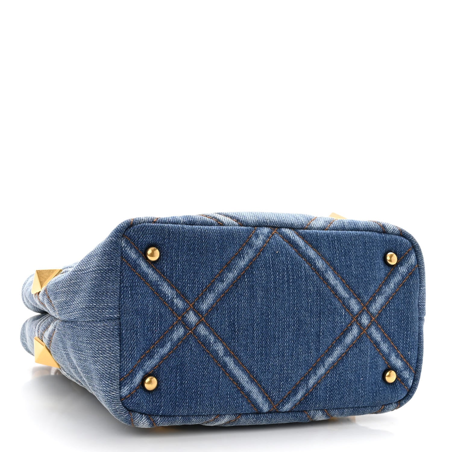 Valentino Garavani Denim Small Roman Stud The Handle Bag Light Denim Selleria 4 of 10