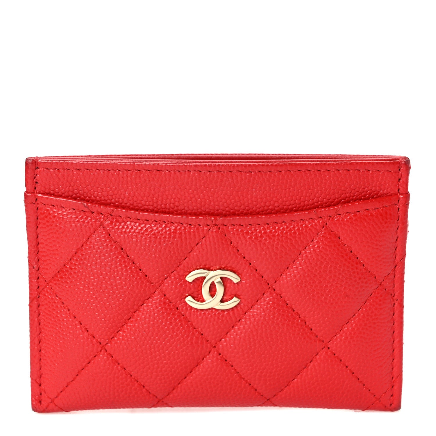 Chanel Caviar Quilted Card Holder Red 1 of 7