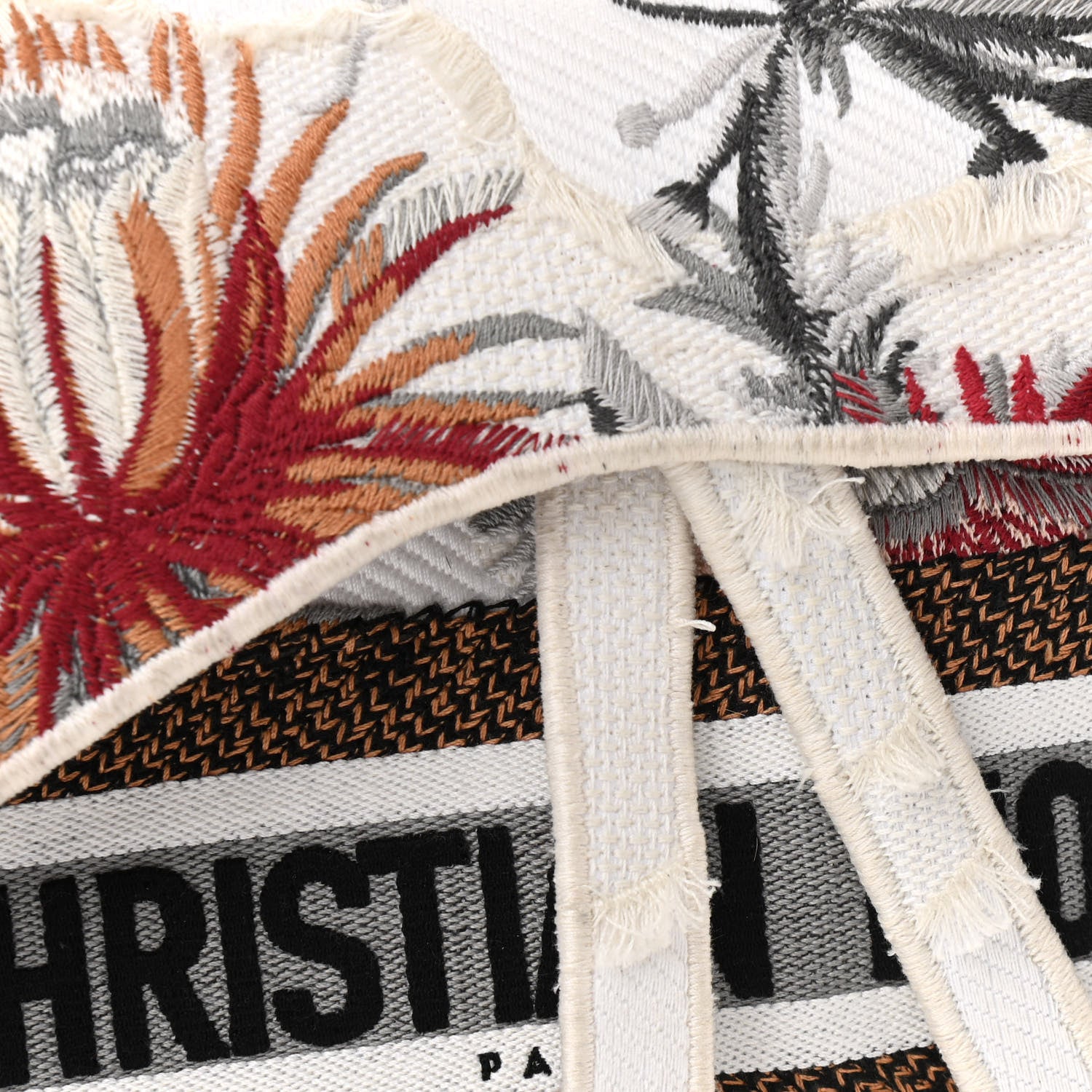 Christian Dior Canvas Embroidered Camouflage Flowers Saddle Bag Latte Multicolor 7 of 11