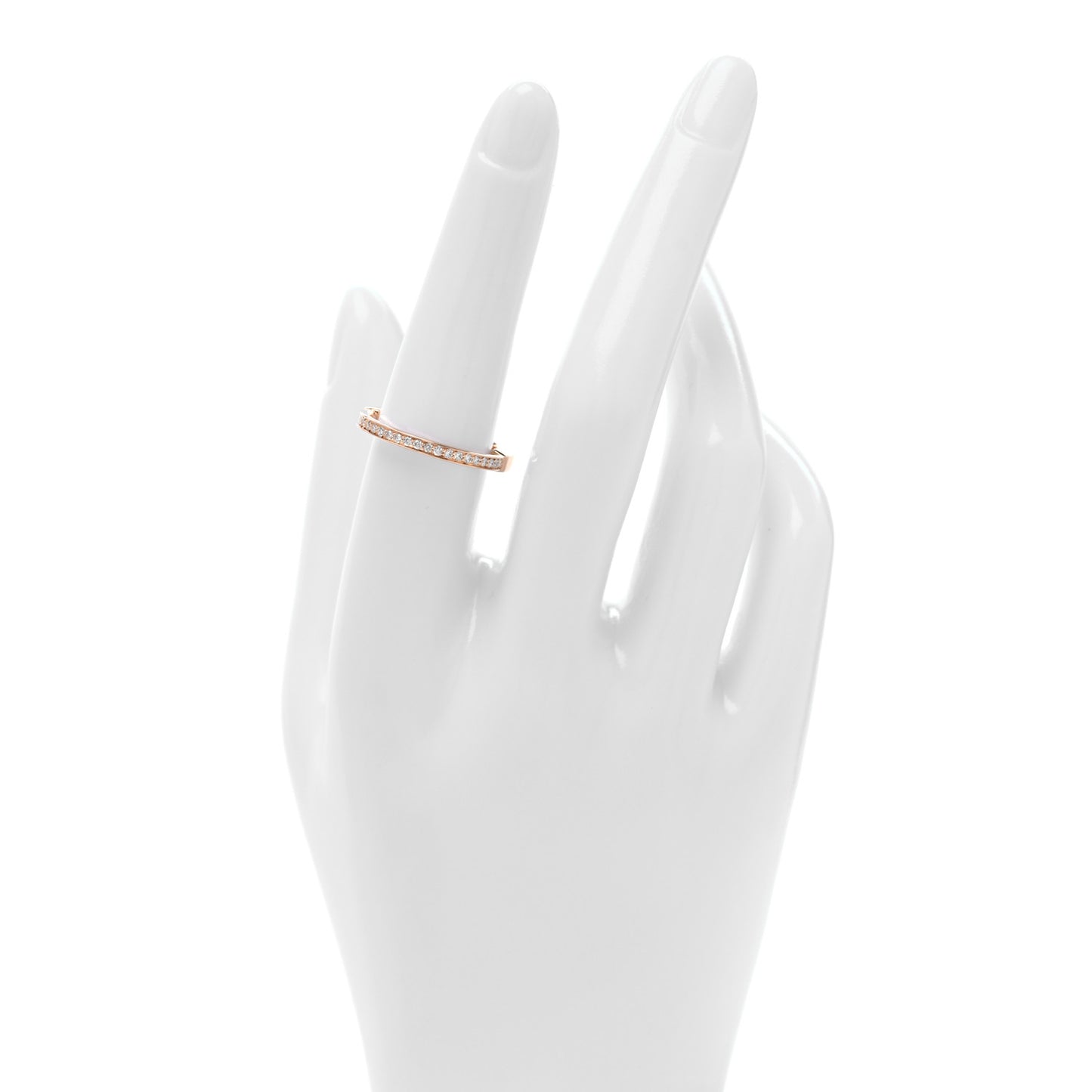 18K Rose Gold Diamond Lock Ring 50 5.5