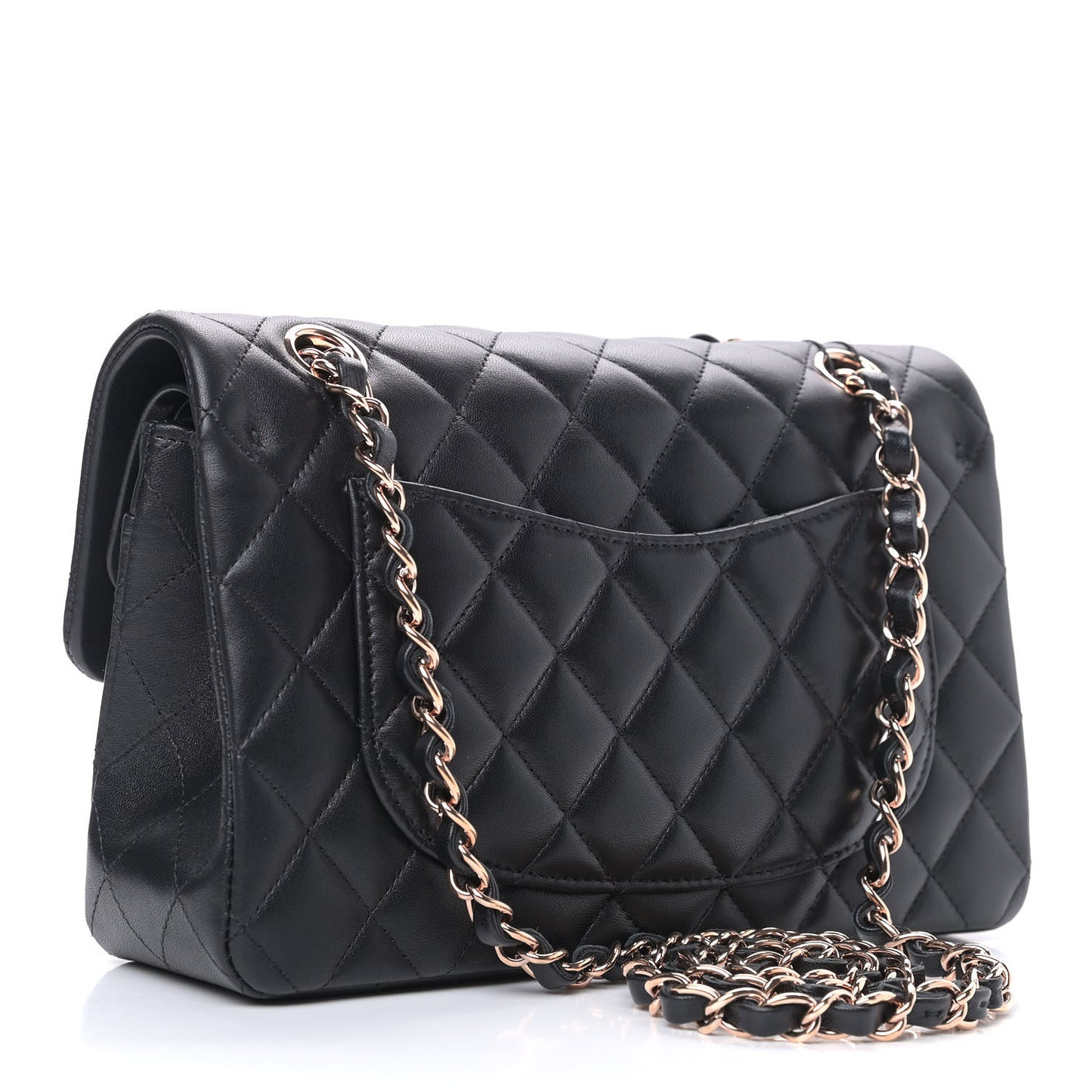 Lambskin Quilted Small Double Flap Black