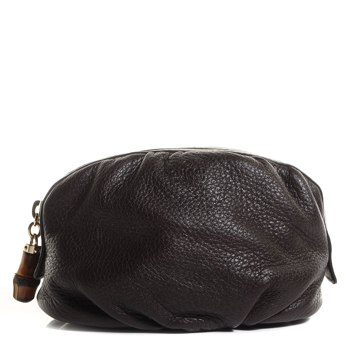 Deerskin Medium Bamboo Cosmetic Case Dark Brown