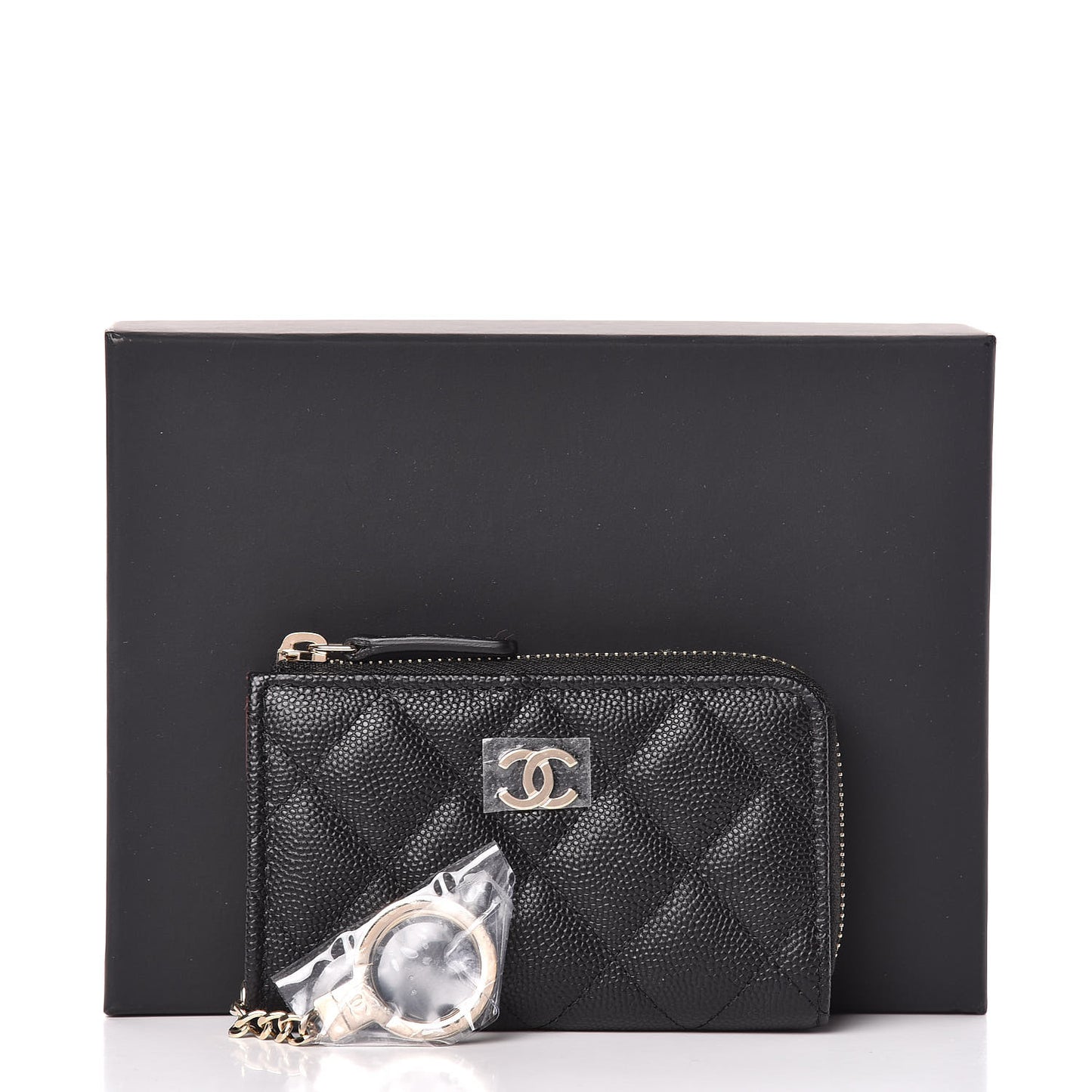 Caviar Quilted Key Holder Case Black
