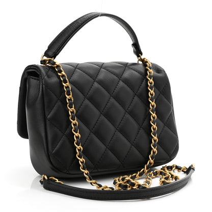 Chanel Calfskin Quilted Top Handle Flap Black 3 of 11