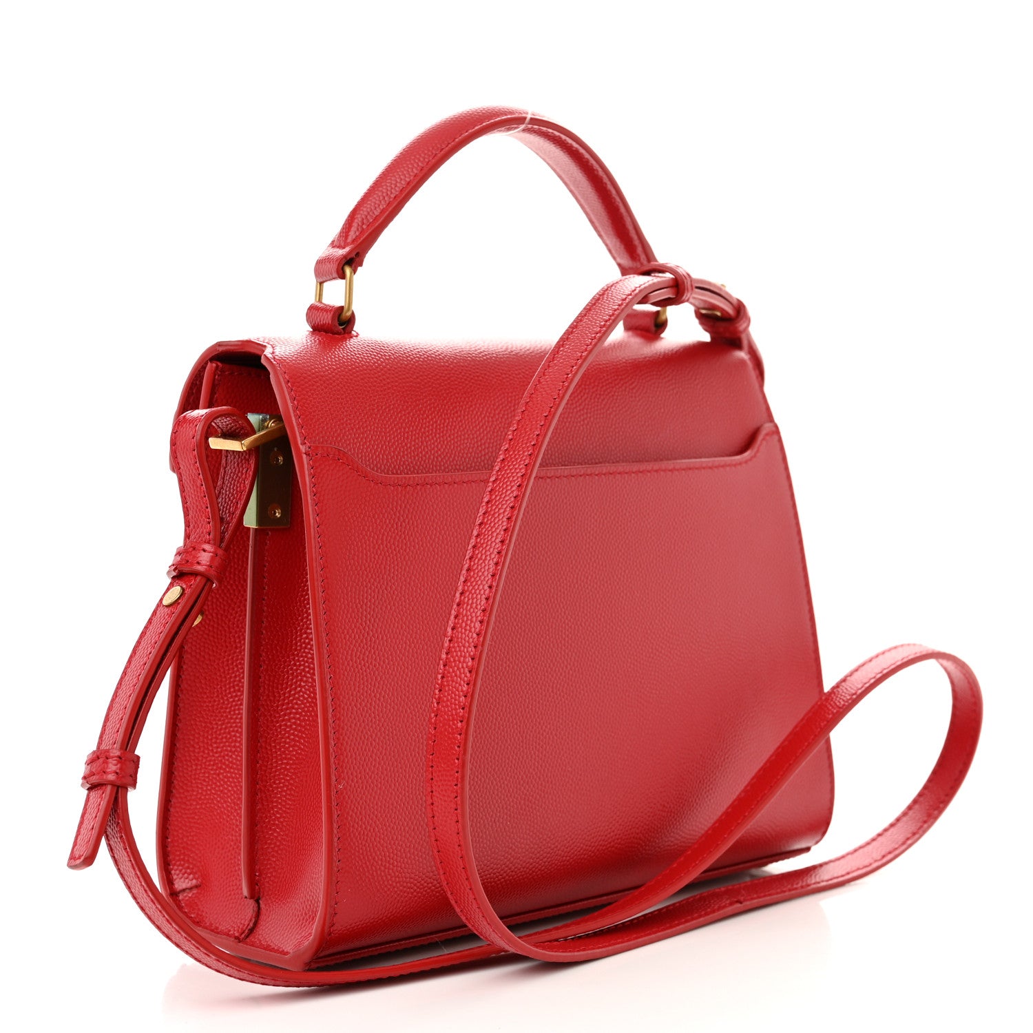 Saint Laurent Grain de Poudre Mini Classic Monogram Cassandra Top Handle Rouge Eros 3 of 11