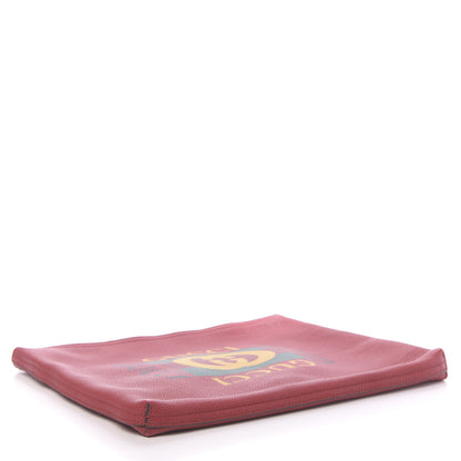 Gucci Pebbled Calfskin Medium Logo Portfolio Clutch Hibiscus Red 4 of 10