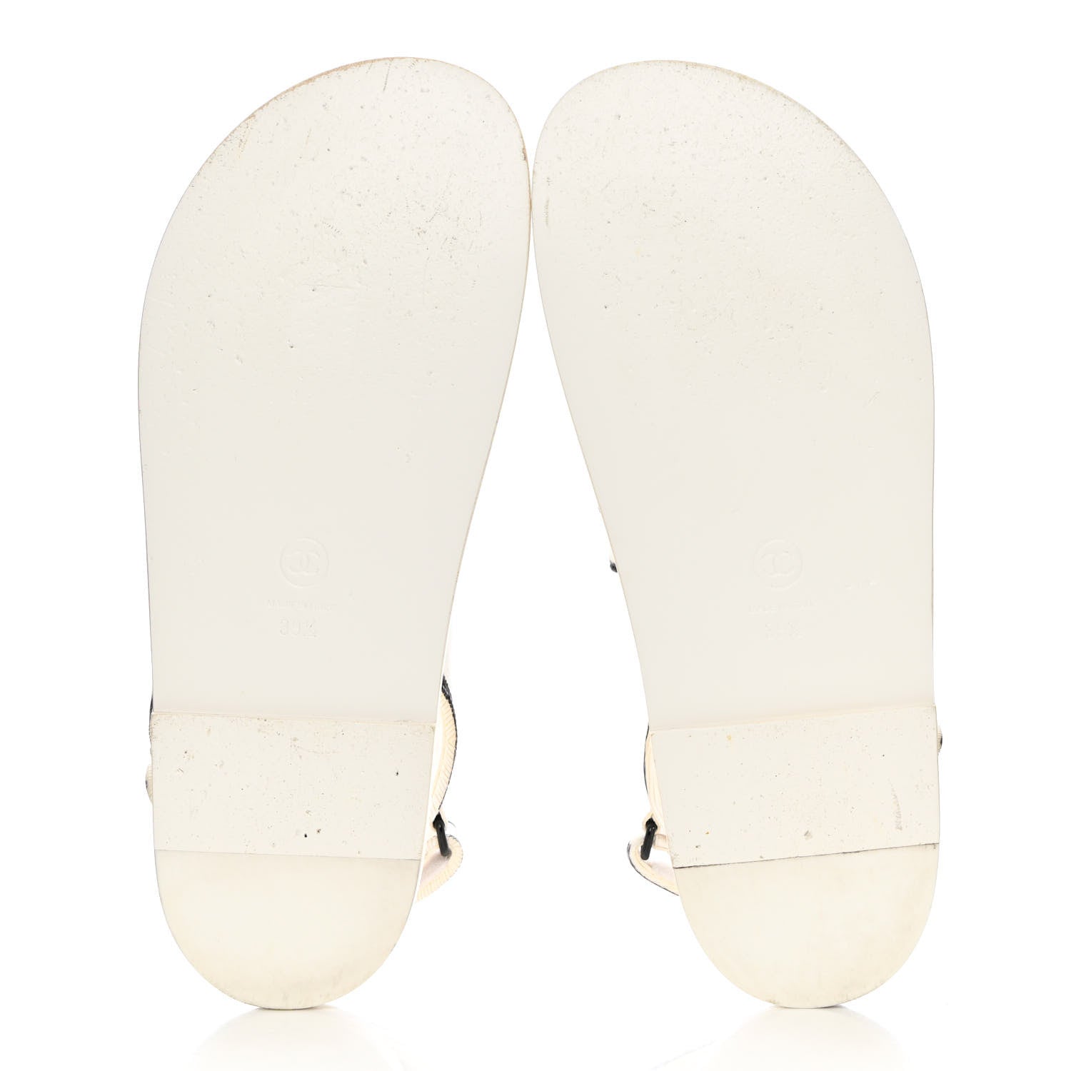 Chanel Printed Calfskin Velcro Dad Sandals 39.5 White Black 5 of 14