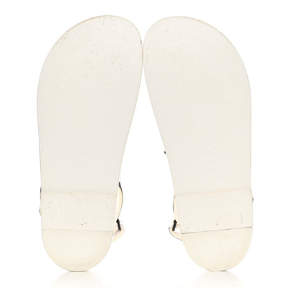 Chanel Printed Calfskin Velcro Dad Sandals 39.5 White Black 5 of 14