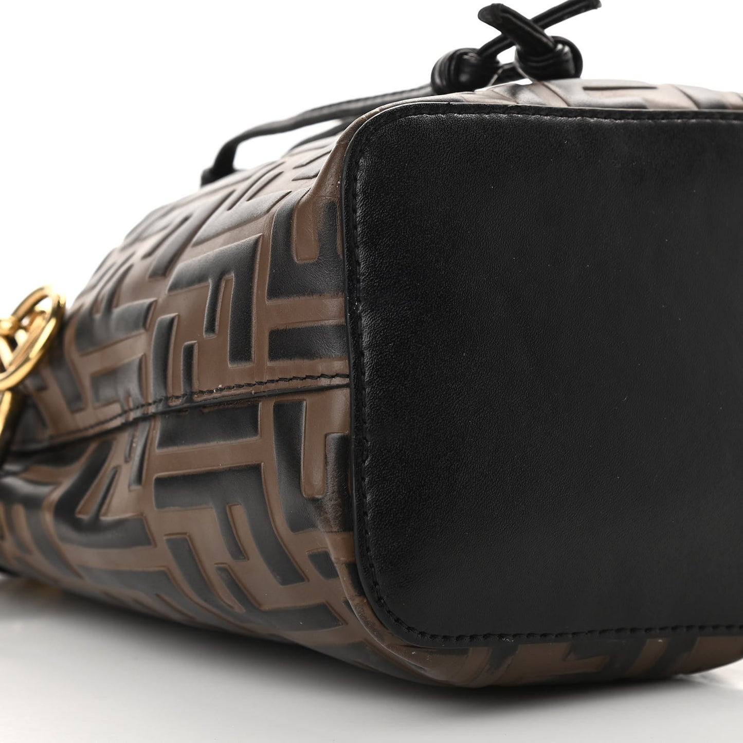 Vitello Liberty F is Fendi Bi-Color FF 1974 Embossed Mini Mon Tresor Bucket Bag Maya Black
