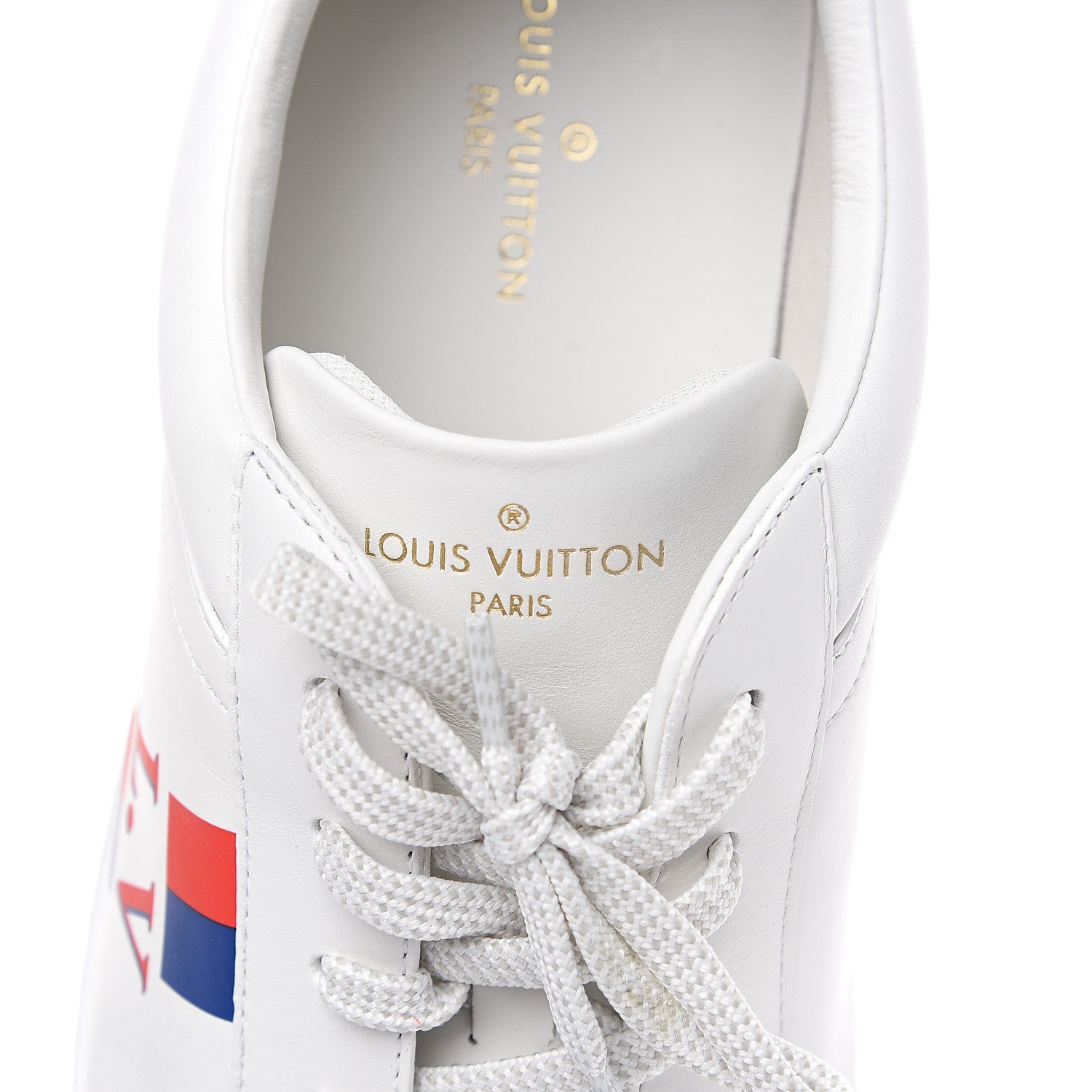 Louis Vuitton Calfskin Luxembourg Sneakers 10 White Red Blue 6 of 10