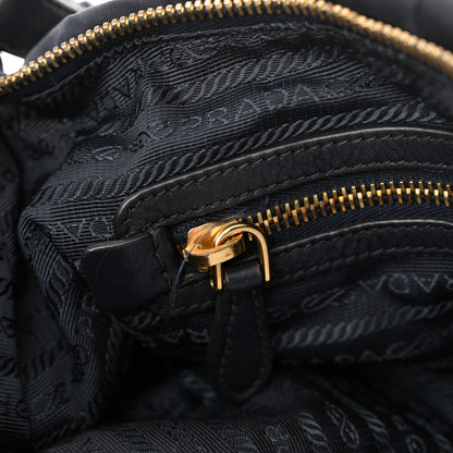 Prada Tessuto Nylon Soft Calf Pleated Hobo Bleu 10 of 12