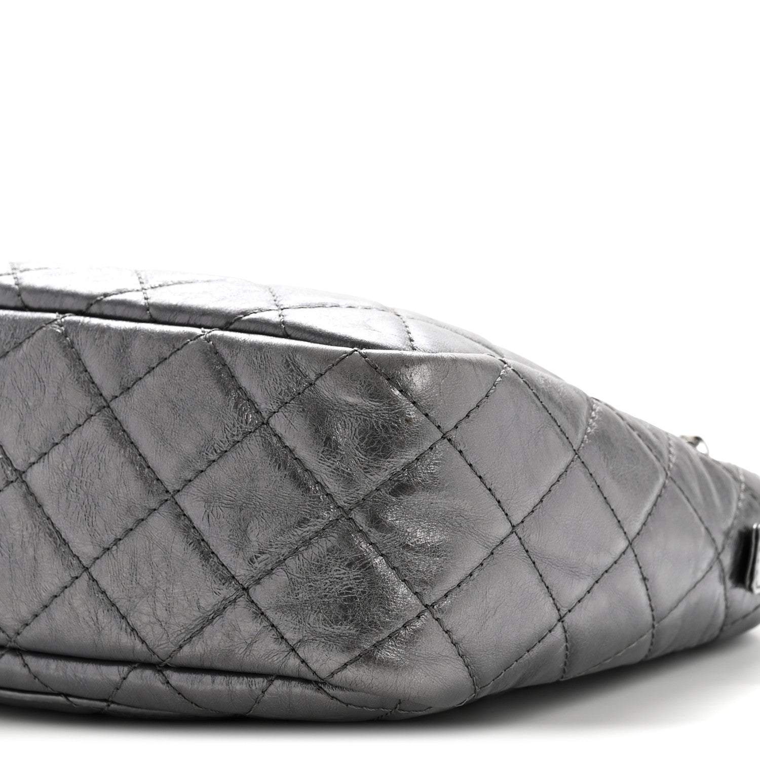 Chanel Metallic Aged Calfskin Quilted Large Reissue Camera Case Silver 10 of 13