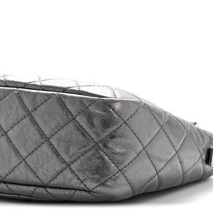 Chanel Metallic Aged Calfskin Quilted Large Reissue Camera Case Silver 10 of 13