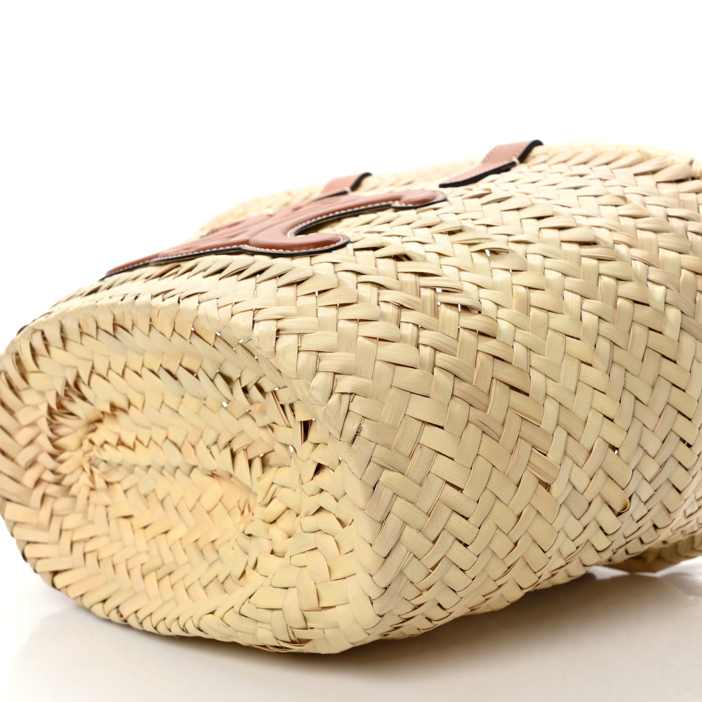Raffia Calfskin Triomphe Teen Panier Tan