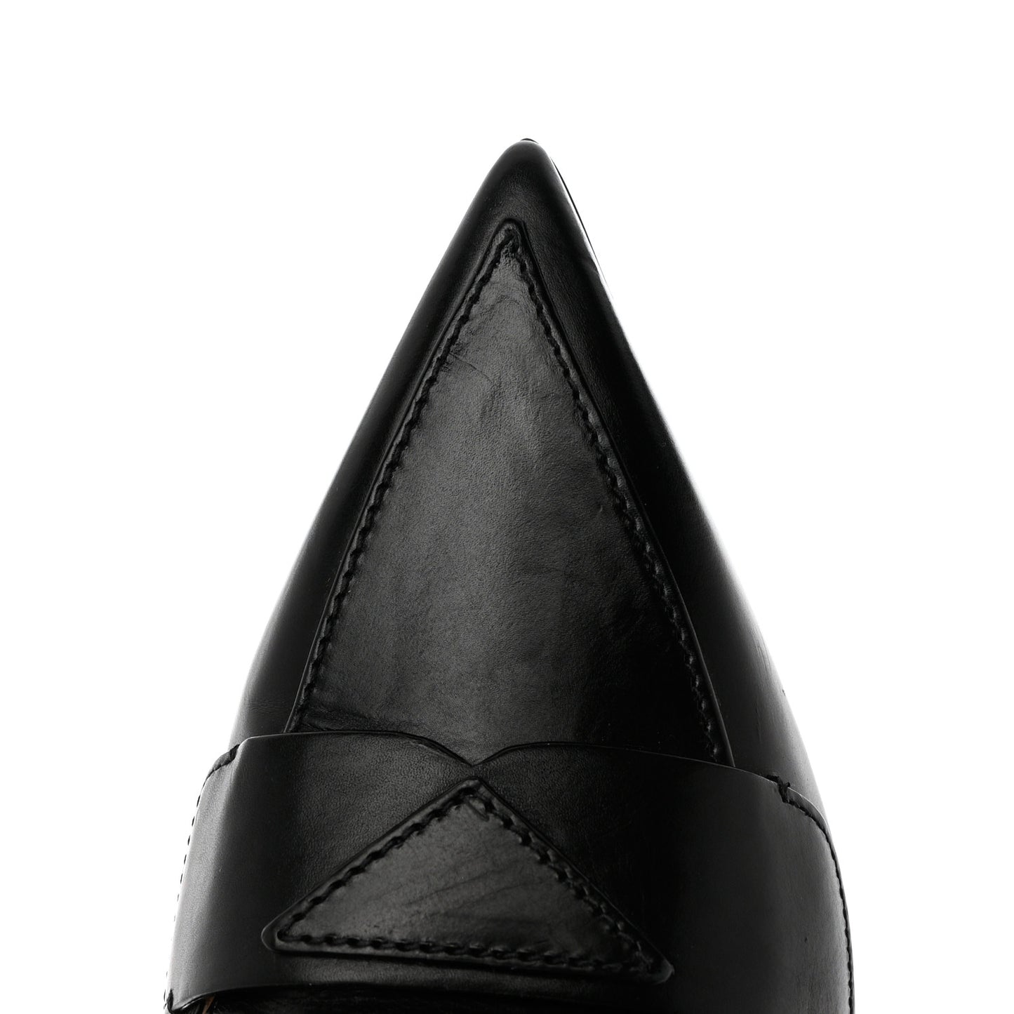 Nappa Triangle Logo Pointed Toe Slingback Pumps 39 Black