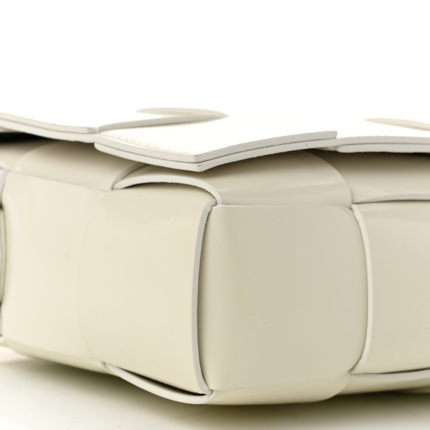 Patent Maxi Intrecciato Cassette Crossbody Bag White