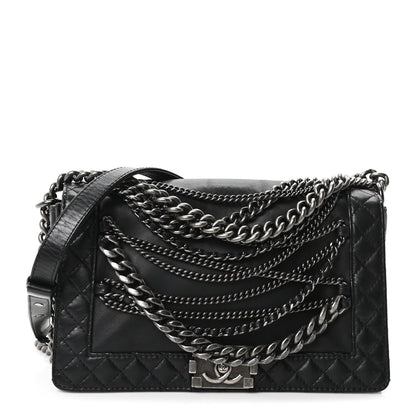 Chanel Calfskin Enchained New Medium Boy Flap Black 1 of 10