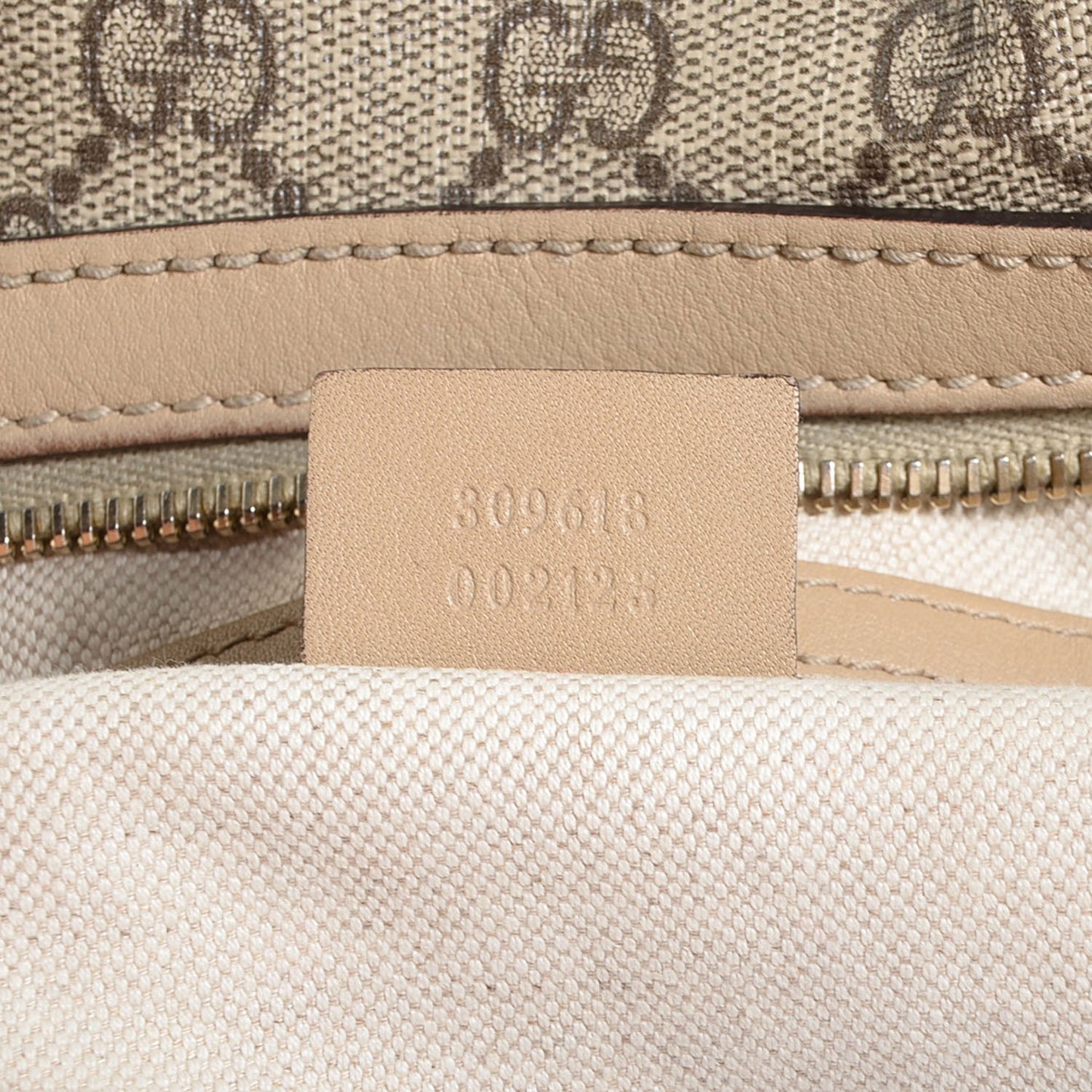 GG Supreme Monogram Medium Nice Hobo Beige