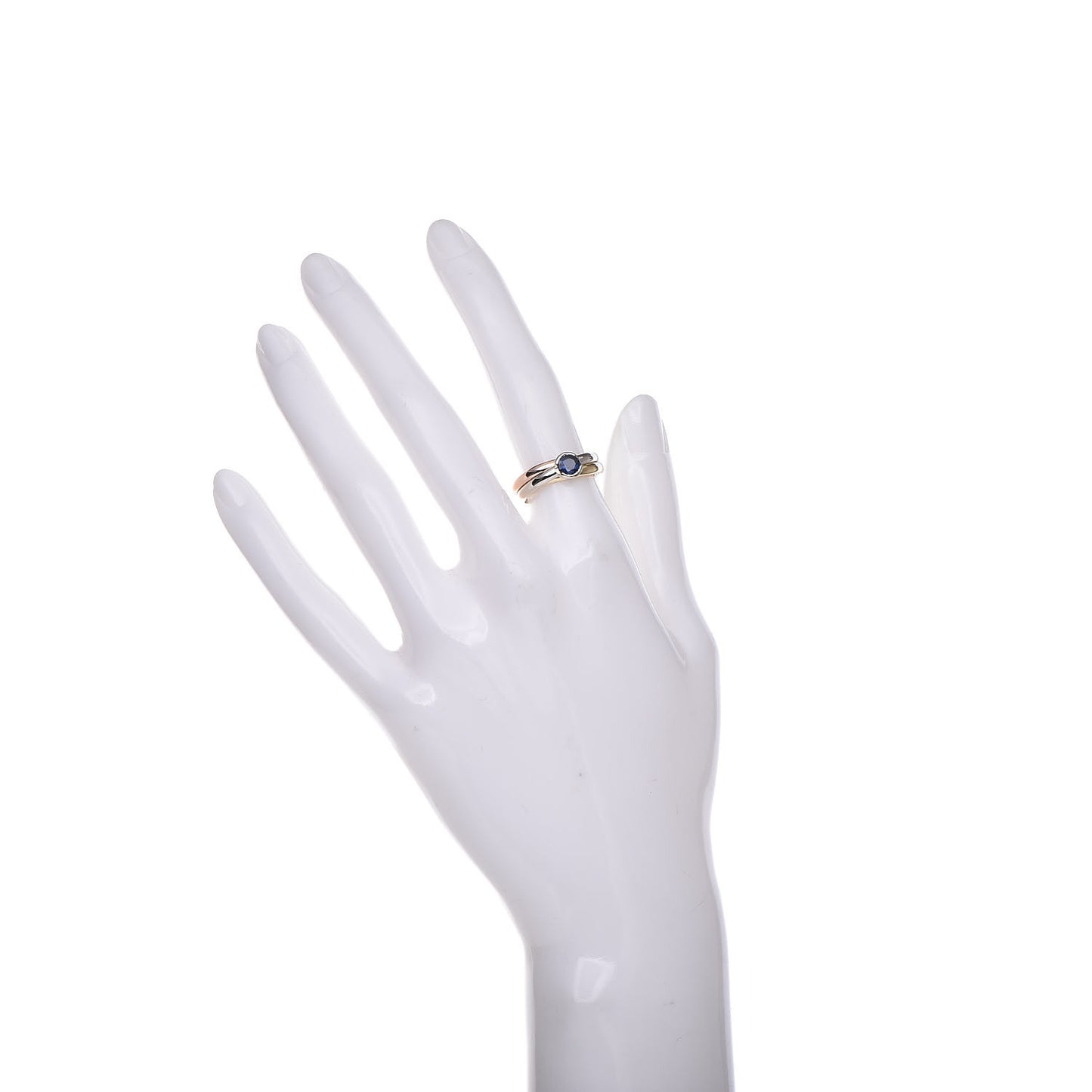 18K Pink Yellow White Gold Blue Sapphire Trinity Ring 50 5.25