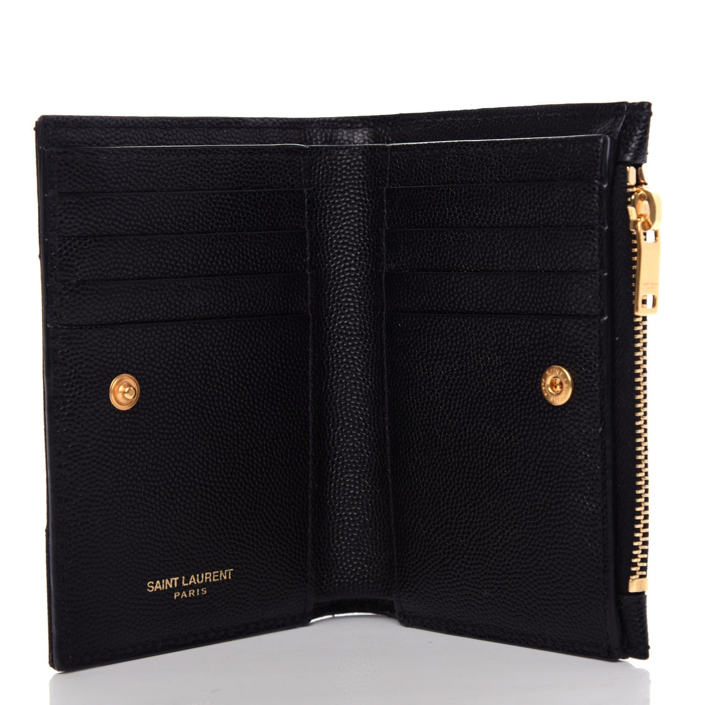 Grain De Poudre Matelasse Chevron Monogram Zipped Two-Part Wallet Black